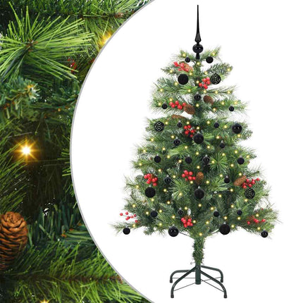 Konstgjord julgran med LED -remsljus Grön 150 cm PVC och metall