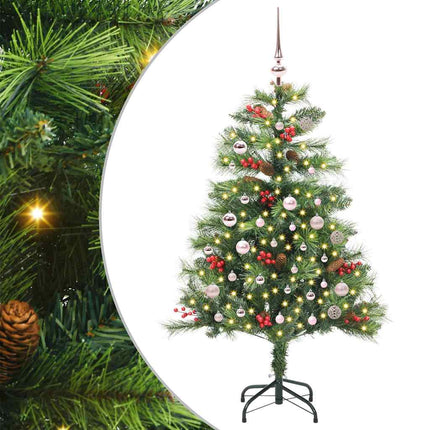 Konstgjord julgran med LED -remsljus Grön 150 cm PVC och metall