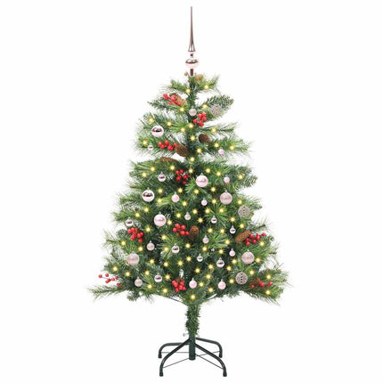 Konstgjord julgran med LED -remsljus Grön 150 cm PVC och metall