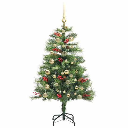 Konstgjord julgran med LED -remsljus Grön 150 cm PVC och metall
