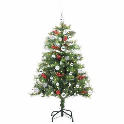 Konstgjord julgran med LED -remsljus Grön 150 cm PVC och metall