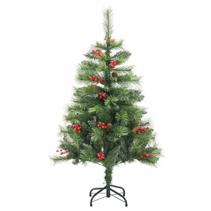 Konstgjord julgran med LED -remsljus Grön 150 cm PVC och metall