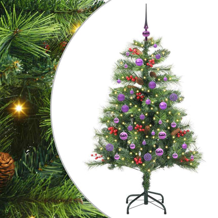 Konstgjord julgran med LED -remsljus Grön 150 cm PVC och metall