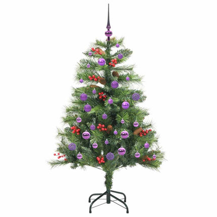 Konstgjord julgran med LED -remsljus Grön 150 cm PVC och metall