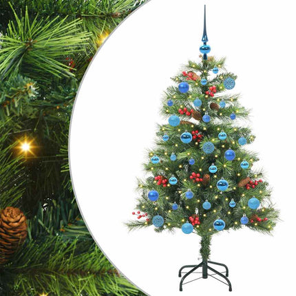 Konstgjord julgran med LED -remsljus Grön 150 cm PVC och metall