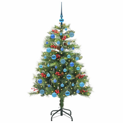 Konstgjord julgran med LED -remsljus Grön 150 cm PVC och metall