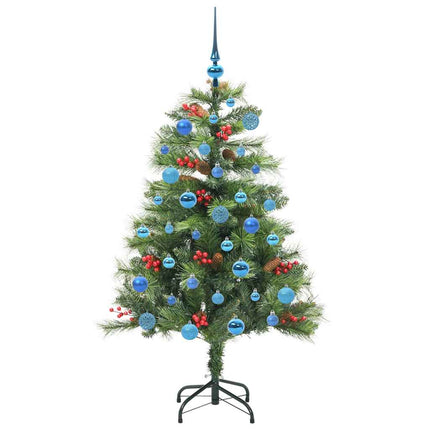 Konstgjord julgran med LED -remsljus Grön 150 cm PVC och metall