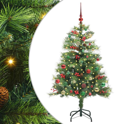 Konstgjord julgran med LED -remsljus Grön 150 cm PVC och metall