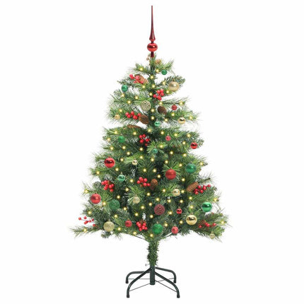 Konstgjord julgran med LED -remsljus Grön 150 cm PVC och metall