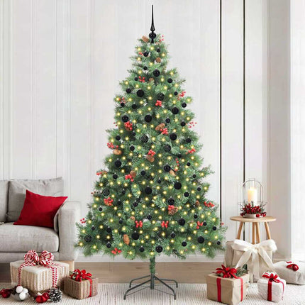 Konstgjord julgran med LED -remsljus Grön 240 cm PVC och metall