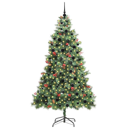 Konstgjord julgran med LED -remsljus Grön 240 cm PVC och metall