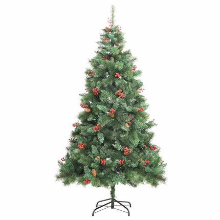 Konstgjord julgran med LED -remsljus Grön 240 cm PVC och metall