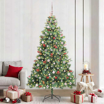Konstgjord julgran med LED -remsljus Grön 240 cm PVC och metall