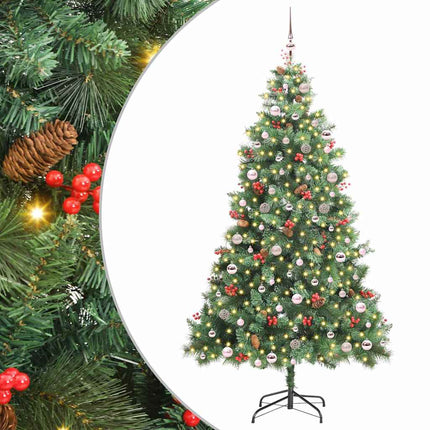 Konstgjord julgran med LED -remsljus Grön 240 cm PVC och metall