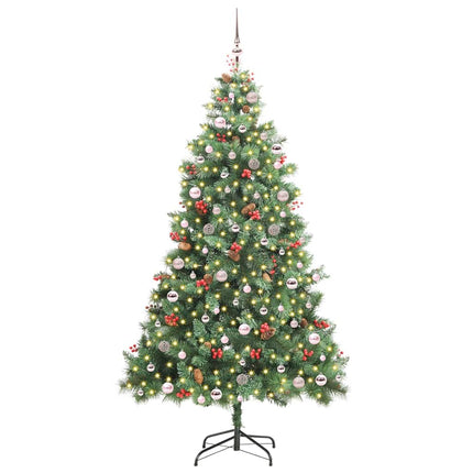 Konstgjord julgran med LED -remsljus Grön 240 cm PVC och metall