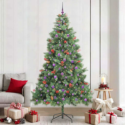Konstgjord julgran med LED -remsljus Grön 240 cm PVC och metall
