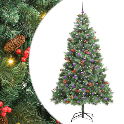 Konstgjord julgran med LED -remsljus Grön 240 cm PVC och metall