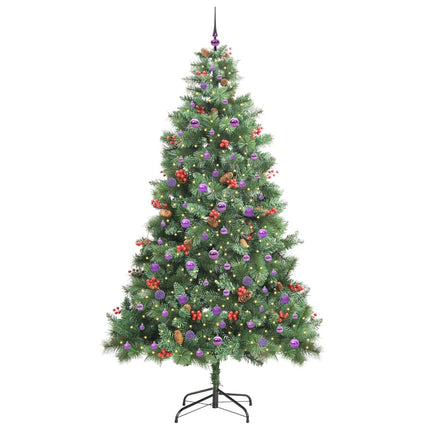 Konstgjord julgran med LED -remsljus Grön 240 cm PVC och metall