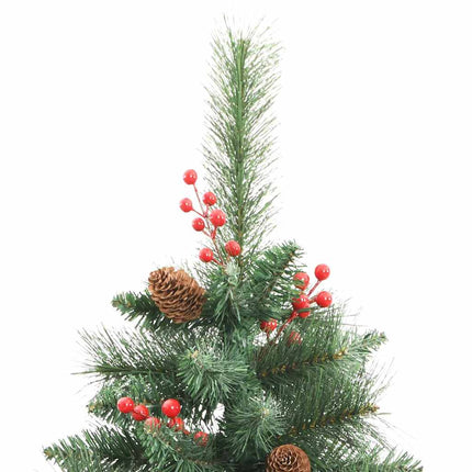 Konstgjord julgran med LED -remsljus Grön 240 cm PVC och metall