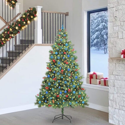 Konstgjord julgran med LED -remsljus Grön 240 cm PVC och metall