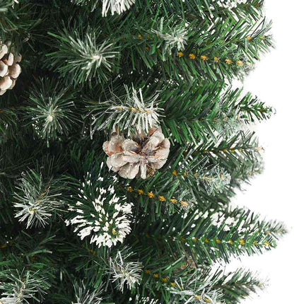 Konstgjort smalt julträd med 150 LED-lampor Grön och Vit 120 cm