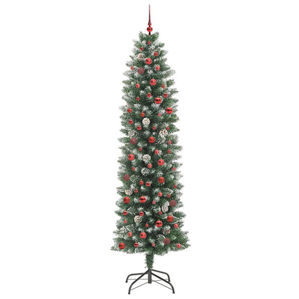 Konstgjort smalt julträd med 300 LED-lampor Grön och Vit 240 cm