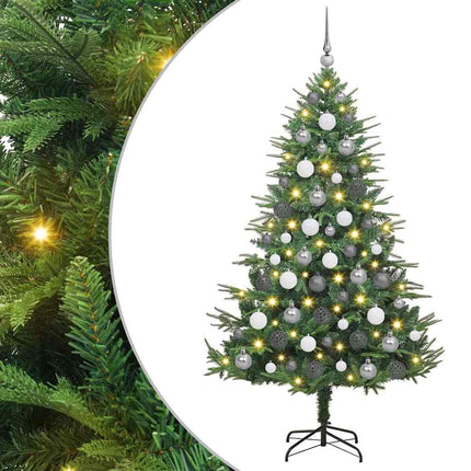 Konstgjord Förbelyst Julgran med Bollsats Grön 180 cm
