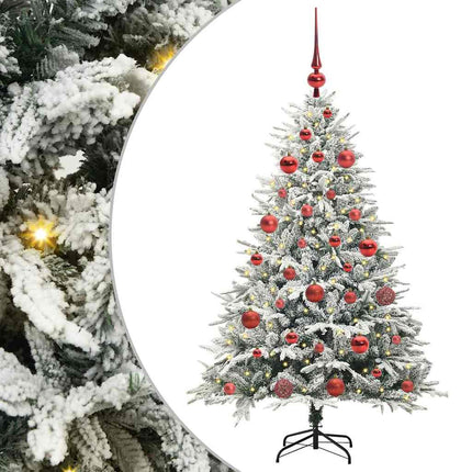 Konstgjord Förbelyst Julgran med Bollsats Grön 150 cm
