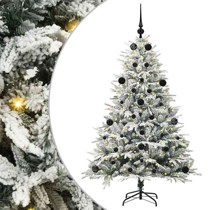 Konstgjord Förbelyst Julgran med Bollsats Grön 150 cm