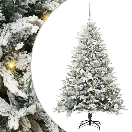 Konstgjord Förbelyst Julgran med Bollsats Grön 150 cm
