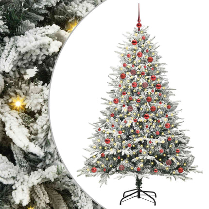 Konstgjord Förbelyst Julgran med Bollsats Grön 180 cm