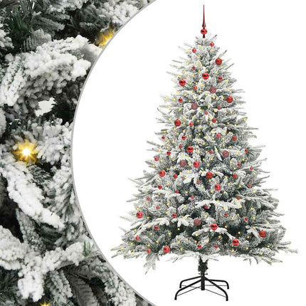 Konstgjord Förbelyst Julgran med Bollsats Grön 210 cm