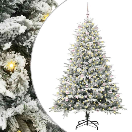Konstgjord Förbelyst Julgran med Bollsats Grön 240 cm
