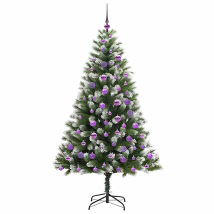 Künstlig Fällbar Julgran med Flockad Snö Grön och vit 180 cm