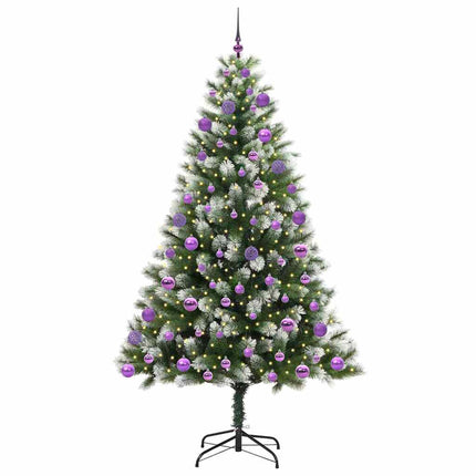 Künstlig Fällbar Julgran med Flockad Snö Grön och vit 210 cm