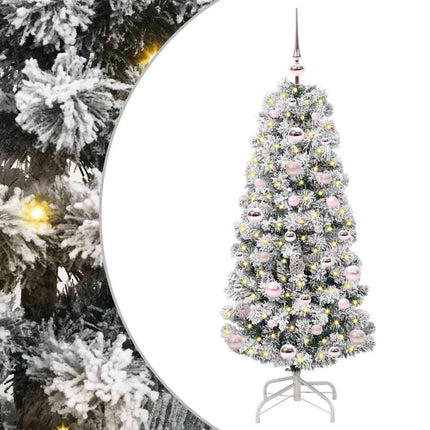 Plast Hingad Julgran med 150 LED-lampor Grön och Vit 120 cm