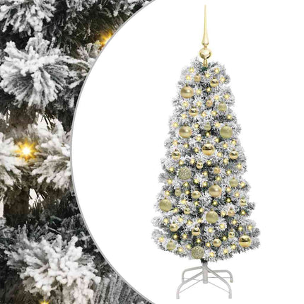 Plast Hingad Julgran med 150 LED-lampor Grön och Vit 120 cm