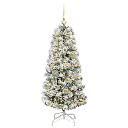Plast Hingad Julgran med 150 LED-lampor Grön och Vit 120 cm