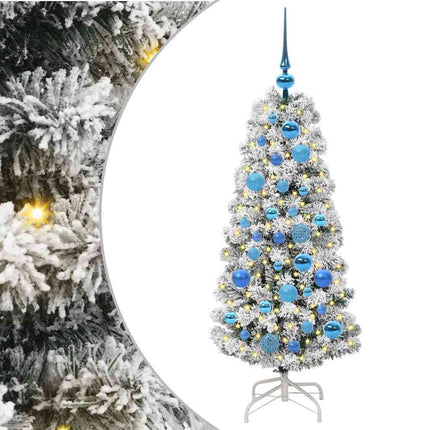 Plast Hingad Julgran med 150 LED-lampor Grön och Vit 120 cm