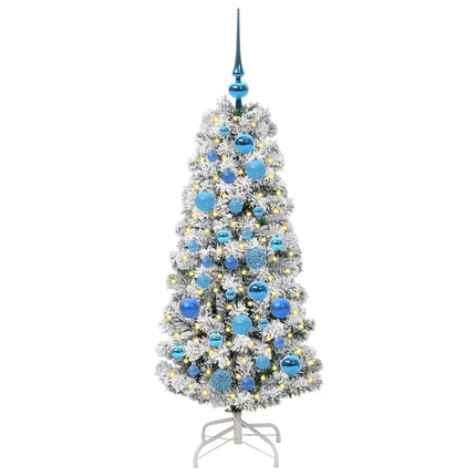 Plast Hingad Julgran med 150 LED-lampor Grön och Vit 120 cm