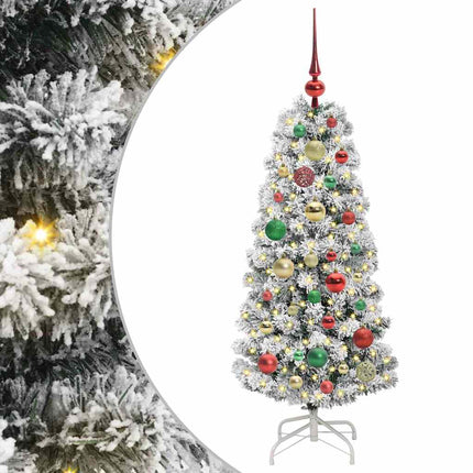 Plast Hingad Julgran med 150 LED-lampor Grön och Vit 120 cm