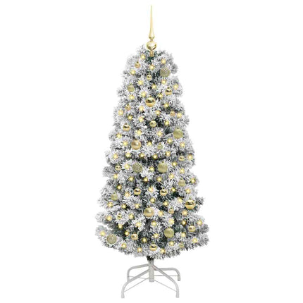 Plast Hingad Julgran med 150 LED-lampor Grön och Vit 150 cm