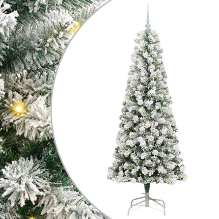Plast Hingad Julgran med 300 LED-lampor Grön och Vit 180 cm
