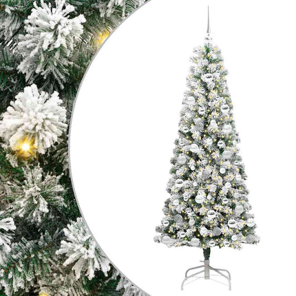 Plast Hingad Julgran med 300 LED-lampor Grön och Vit 180 cm