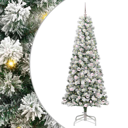 Plast Hingad Julgran med 300 LED-lampor Grön och Vit 210 cm