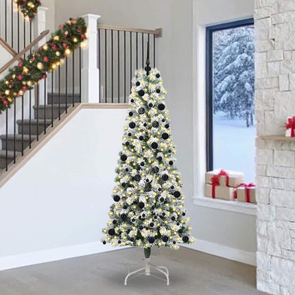 Plast Hingad Julgran med 300 LED-lampor Grön och Vit 240 cm