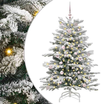 Plast Hingad Julgran med LED -remsljus Vit 150 cm PE och PVC