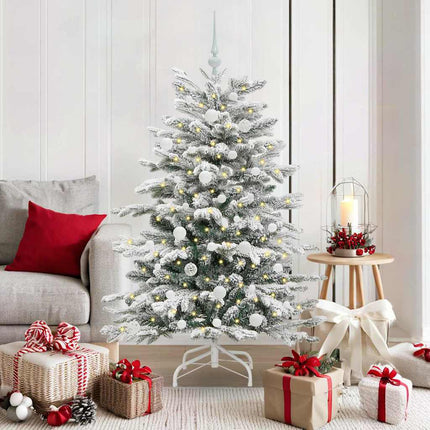 Plast Hingad Julgran med LED -remsljus Vit 150 cm PE och PVC