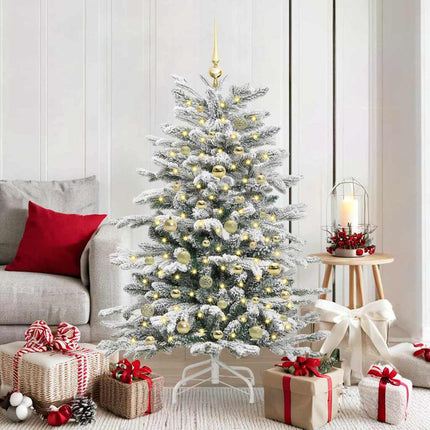 Plast Hingad Julgran med LED -remsljus Vit 150 cm PE och PVC