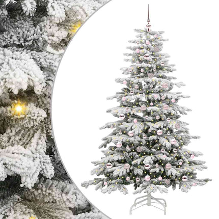 Plast Hingad Julgran med LED -remsljus Vit 210 cm PE och PVC
